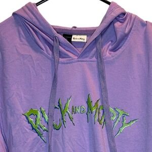 Romwe Rick and Morty Purple Graphic Hoodie Sweatshirt Small Drawstring Kangaroo
